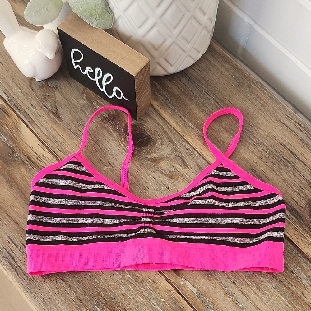 Hot Pink Striped Bralette, Girls Small